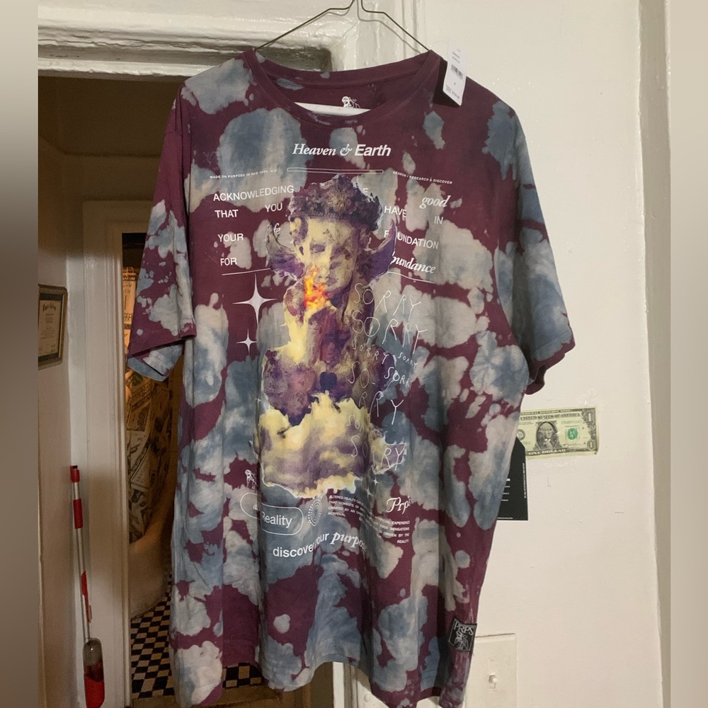 PrPs Bleached TieDye Maroon T shirt XL